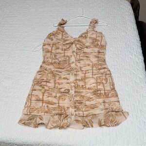 Ted Baker Cream, Pink, and Brown Mini Dress